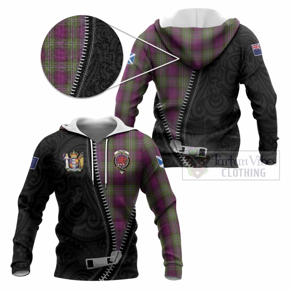 Wilson Tartan Knitted Hoodie New Zealand Pattern Unique Zipper Stylized