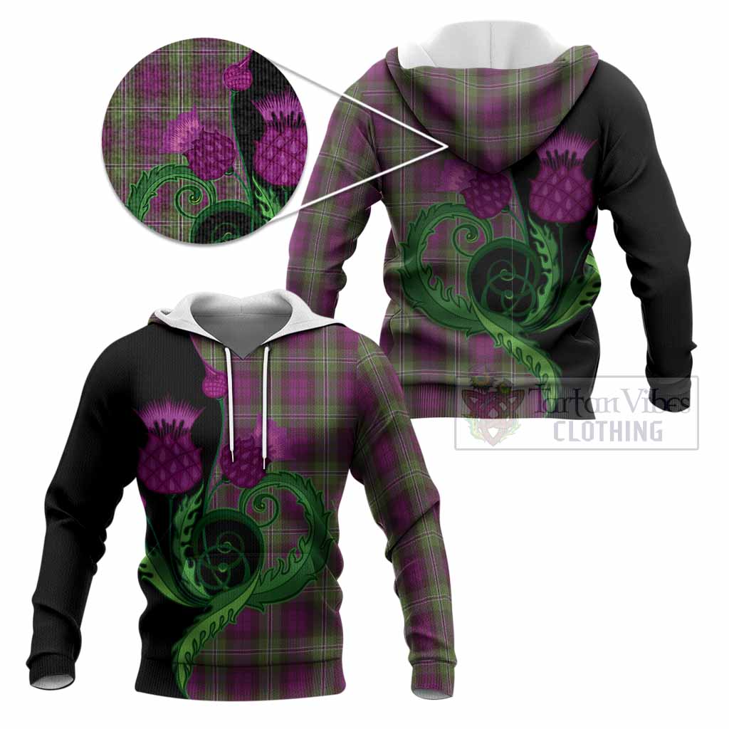 Wilson Tartan Knitted Hoodie Traditional Scottish Thistle