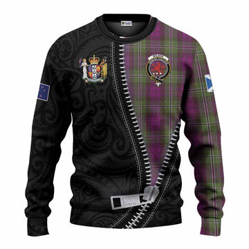 Wilson Tartan Knitted Sweater New Zealand Pattern Unique Zipper Stylized