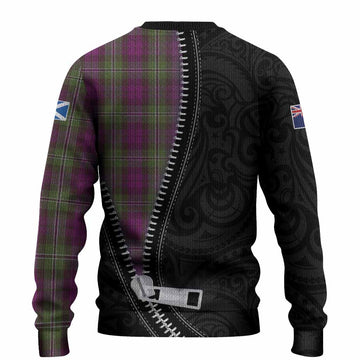 Wilson Tartan Knitted Sweater New Zealand Pattern Unique Zipper Stylized