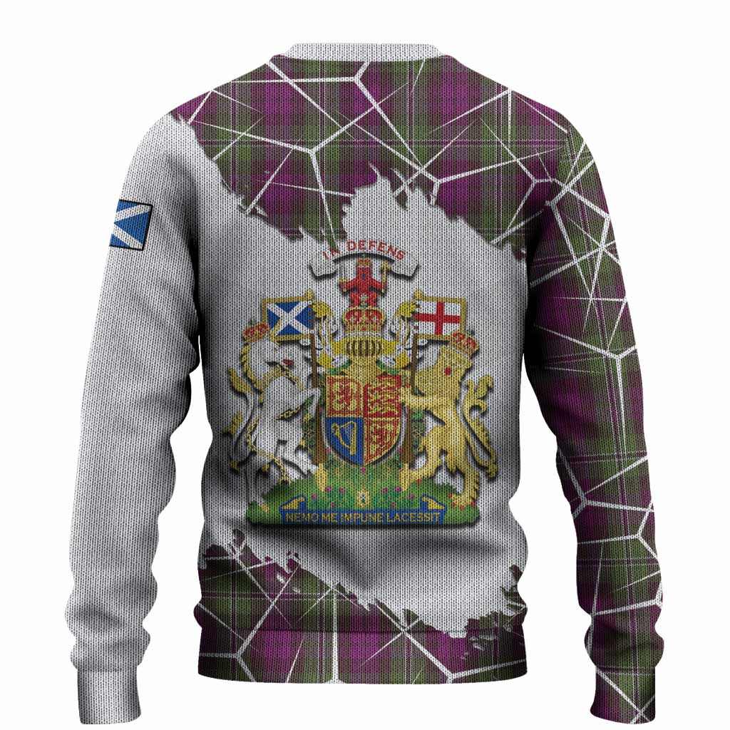 Wilson Tartan Knitted Sweater with Family Crest and Lion Rampant Grunge Style