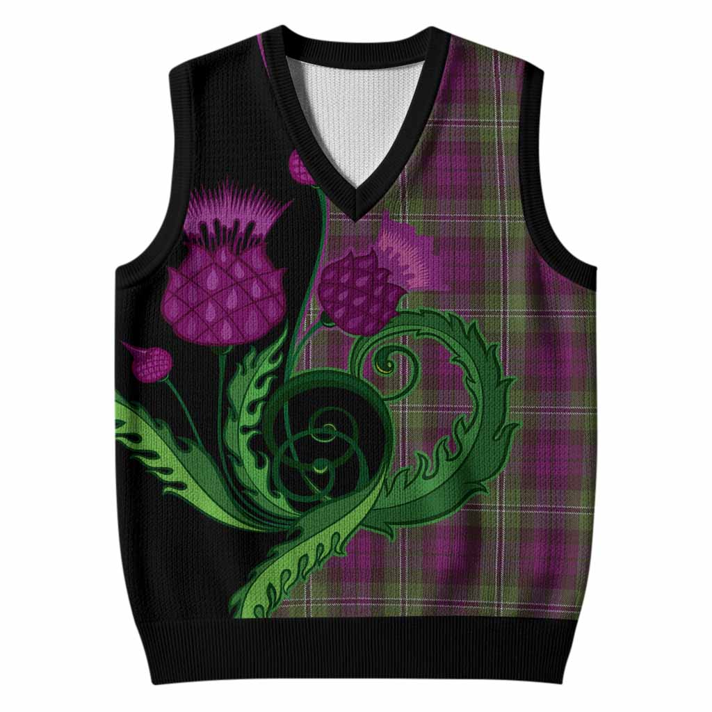 Wilson Tartan Knitted V-Neck Vest Traditional Scottish Thistle