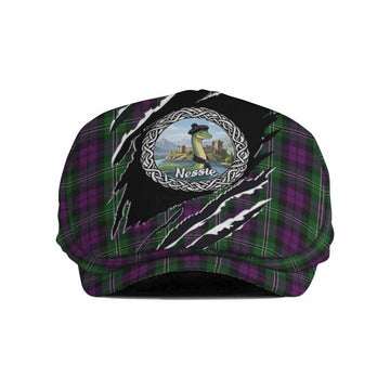 Wilson Tartan Loch Ness Monster Flat Cap, Jeff Cap Celtic Knot Nessie Art