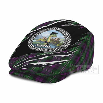 Wilson Tartan Loch Ness Monster Flat Cap, Jeff Cap Celtic Knot Nessie Art