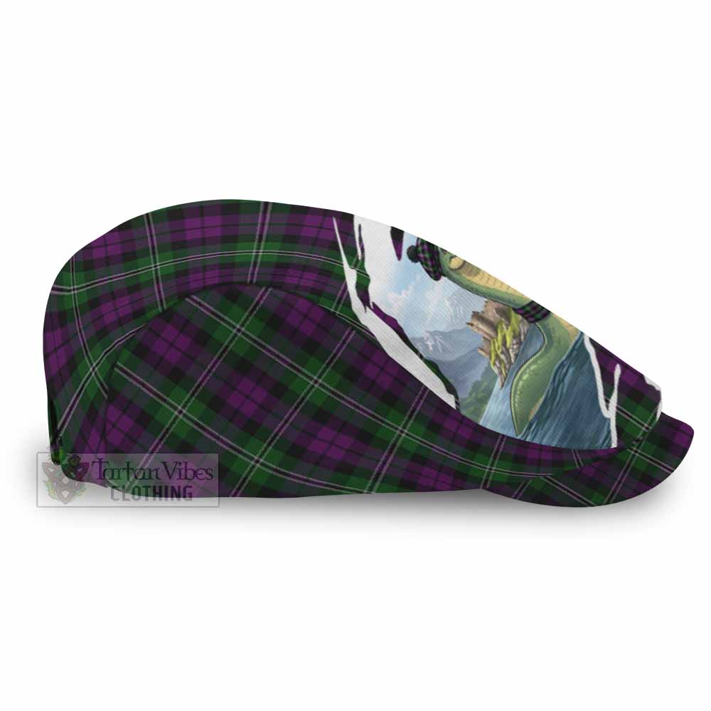 Wilson Tartan Loch Ness Monster Scottish Heritage Art Flat Cap, Jeff Cap