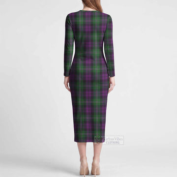 Wilson Tartan Long Sleeve Bodycon Midi Dress