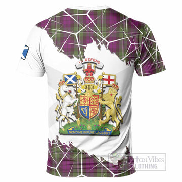 Wilson Tartan T-Shirt with Family Crest and Lion Rampant Grunge Style