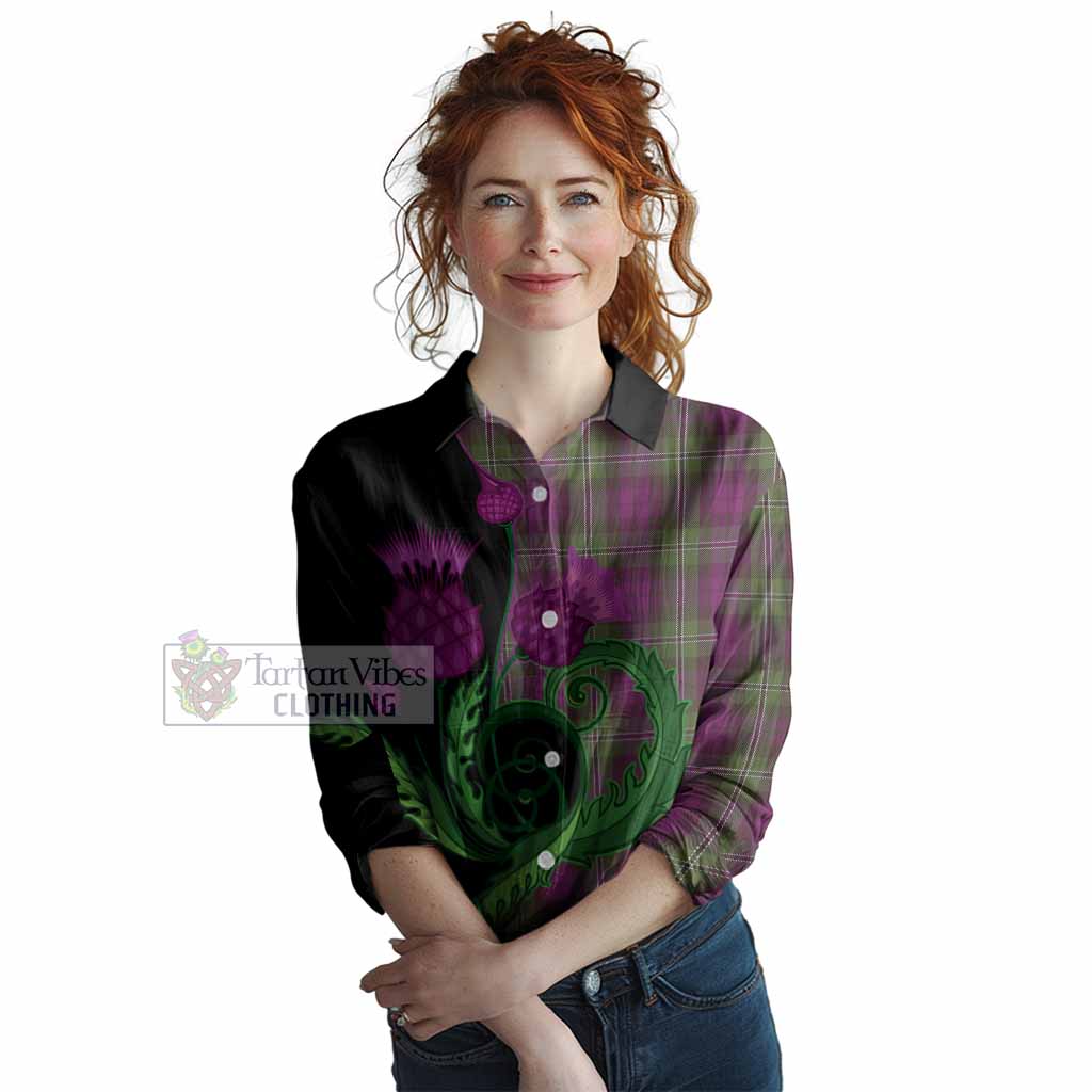 Wilson Tartan Women Casual Shirt Traditional Scottish Thistle