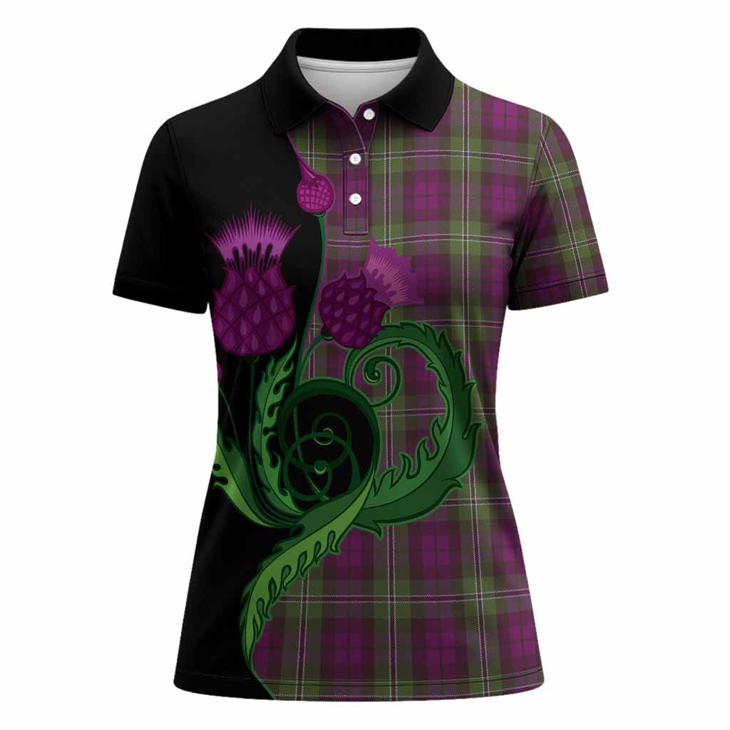 Wilson Tartan Women Polo Shirt Traditional Scottish Thistle