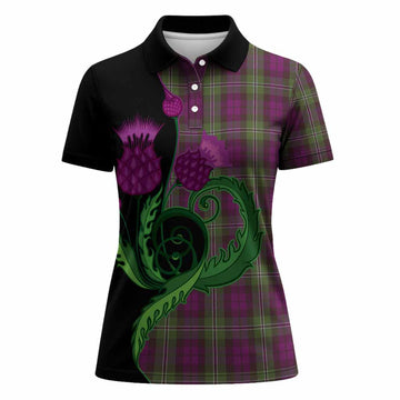 Wilson Tartan Women Polo Shirt Traditional Scottish Thistle
