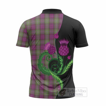 Wilson Tartan Zipper Polo Shirt Traditional Scottish Thistle