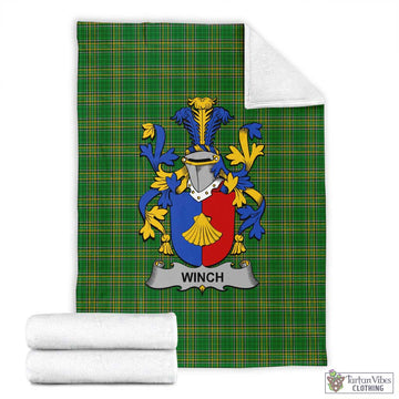 Tartan Vibes Clothing Winch Irish Clan Tartan Blanket with Coat of Arms
