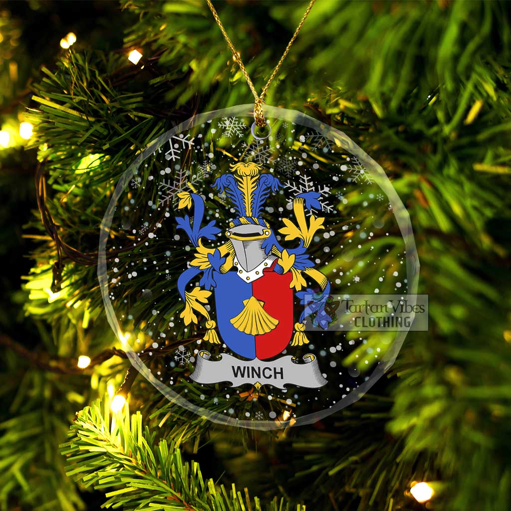 Winch Irish Clan Christmas Glass Ornament with Coat of Arms Transparent Glass Circle - 2D-tartanvibesclothing