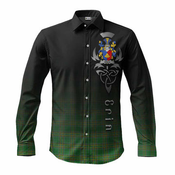 Winch Irish Clan Long Sleeve Button Shirt with Coat of Arms Erin Go Bragh Celtic Inspired Men's Shirt S - Tartan Vibes Clothing
