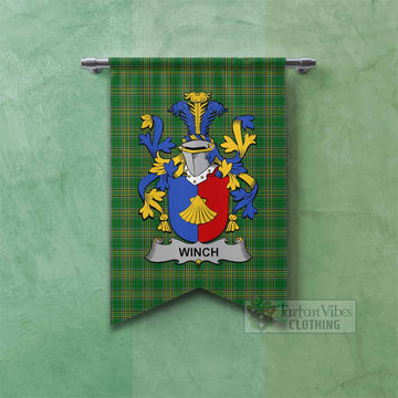 Winch Irish Clan Tartan Gonfalon, Tartan Banner with Coat of Arms