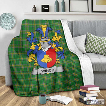 Tartan Vibes Clothing Winch Irish Clan Tartan Blanket with Coat of Arms