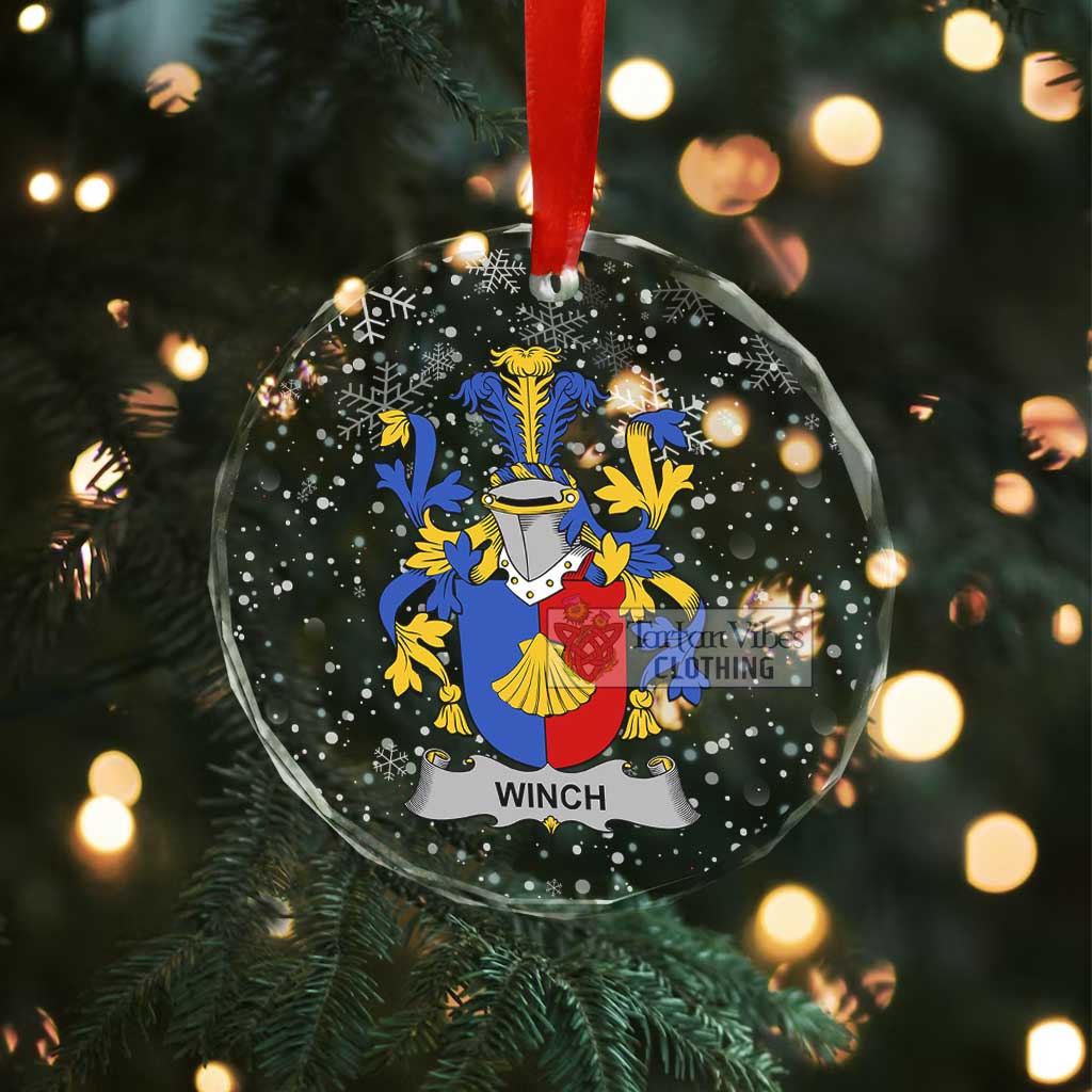 Winch Irish Clan Christmas Glass Ornament with Coat of Arms - 2D-tartanvibesclothing