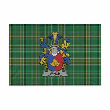 Winch Irish Clan Tartan House Flag with Coat of Arms