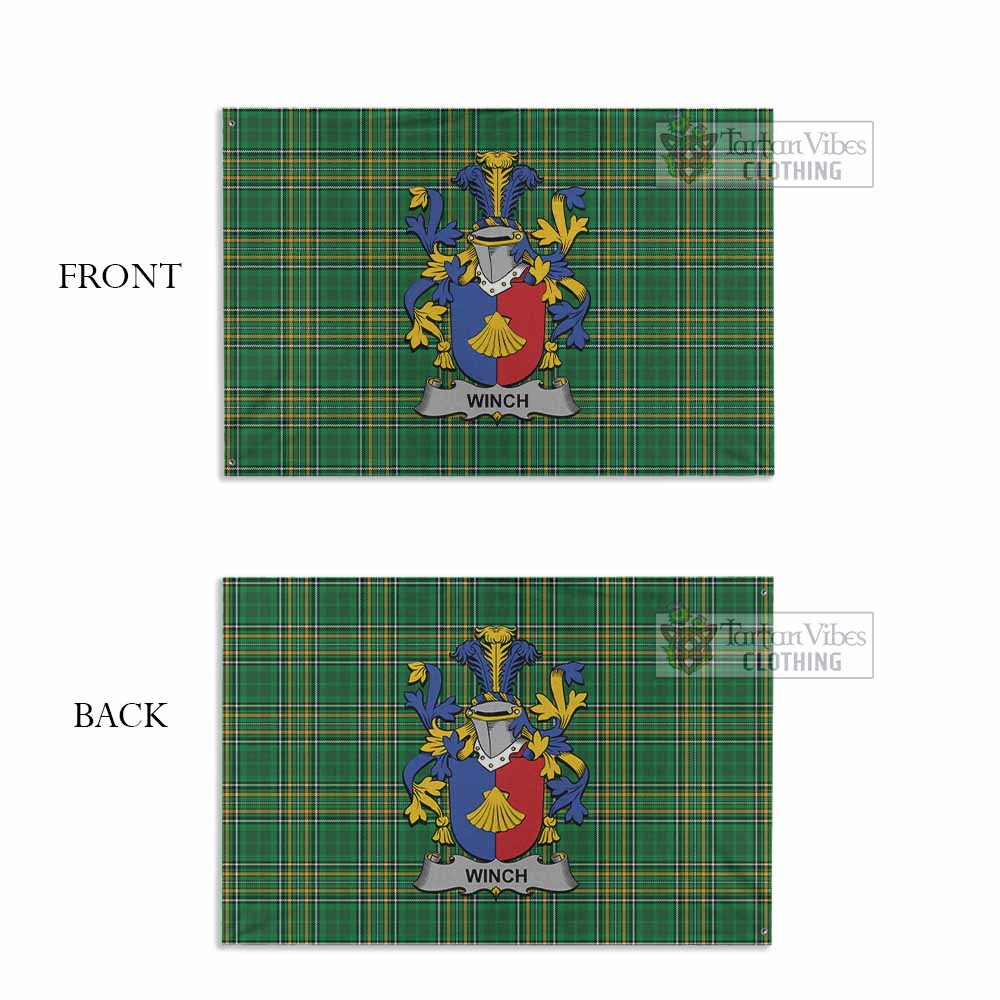 Tartan Vibes Clothing Winch Irish Clan Tartan House Flag with Coat of Arms