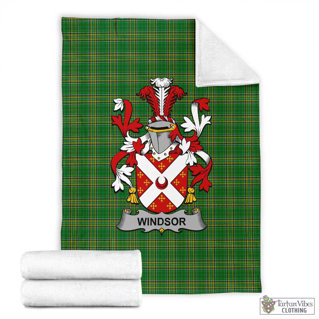 Windsor Irish Clan Tartan Blanket with Coat of Arms X-Large 59 x 79 inches 150 x 200 cm - Tartan Vibes Clothing