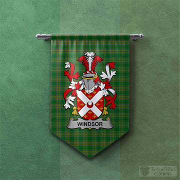 Tartan Vibes Clothing Windsor Irish Clan Tartan Gonfalon, Tartan Banner with Coat of Arms