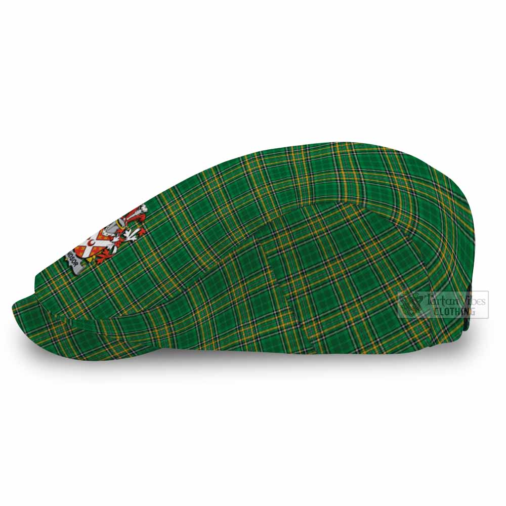 Windsor Irish Clan Tartan Jeff Cap, Tartan Flat Cap with Coat of Arm - Tartan Vibes Clothing
