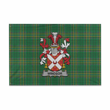 Tartan Vibes Clothing Windsor Irish Clan Tartan House Flag with Coat of Arms