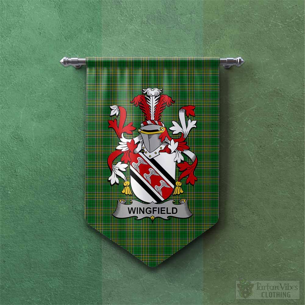 Tartan Vibes Clothing Wingfield Irish Clan Tartan Gonfalon, Tartan Banner with Coat of Arms