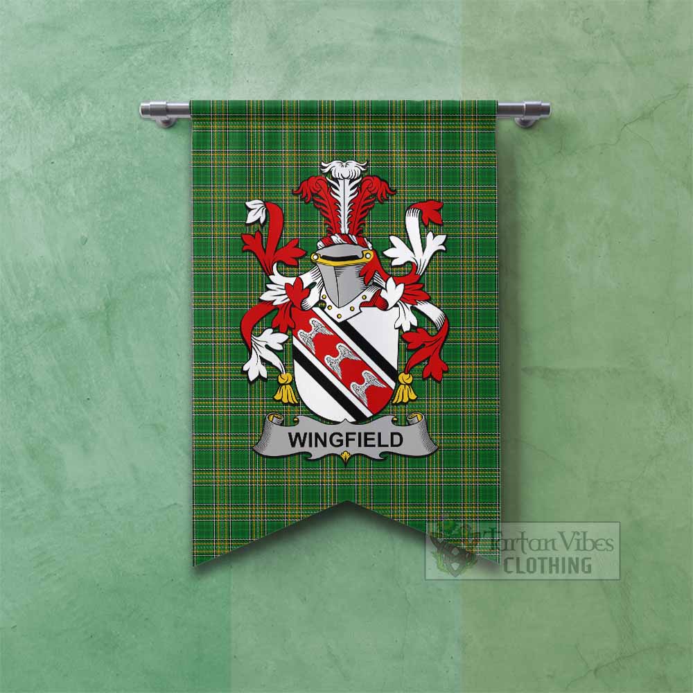 Tartan Vibes Clothing Wingfield Irish Clan Tartan Gonfalon, Tartan Banner with Coat of Arms