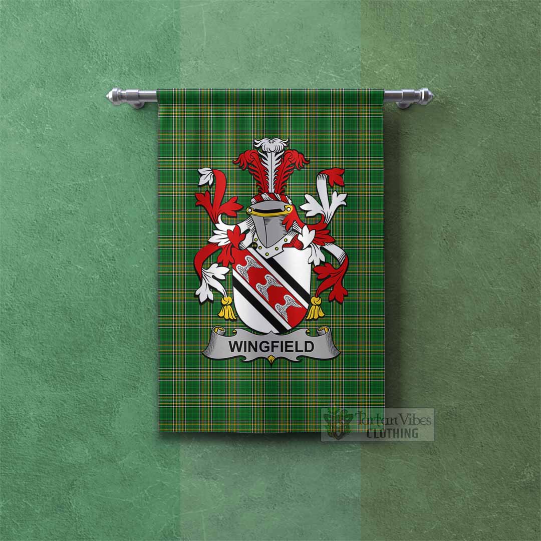 Tartan Vibes Clothing Wingfield Irish Clan Tartan Gonfalon, Tartan Banner with Coat of Arms