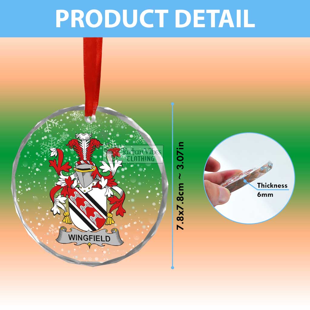 Tartan Vibes Clothing Wingfield Irish Clan Christmas Glass Ornament with Coat of Arms