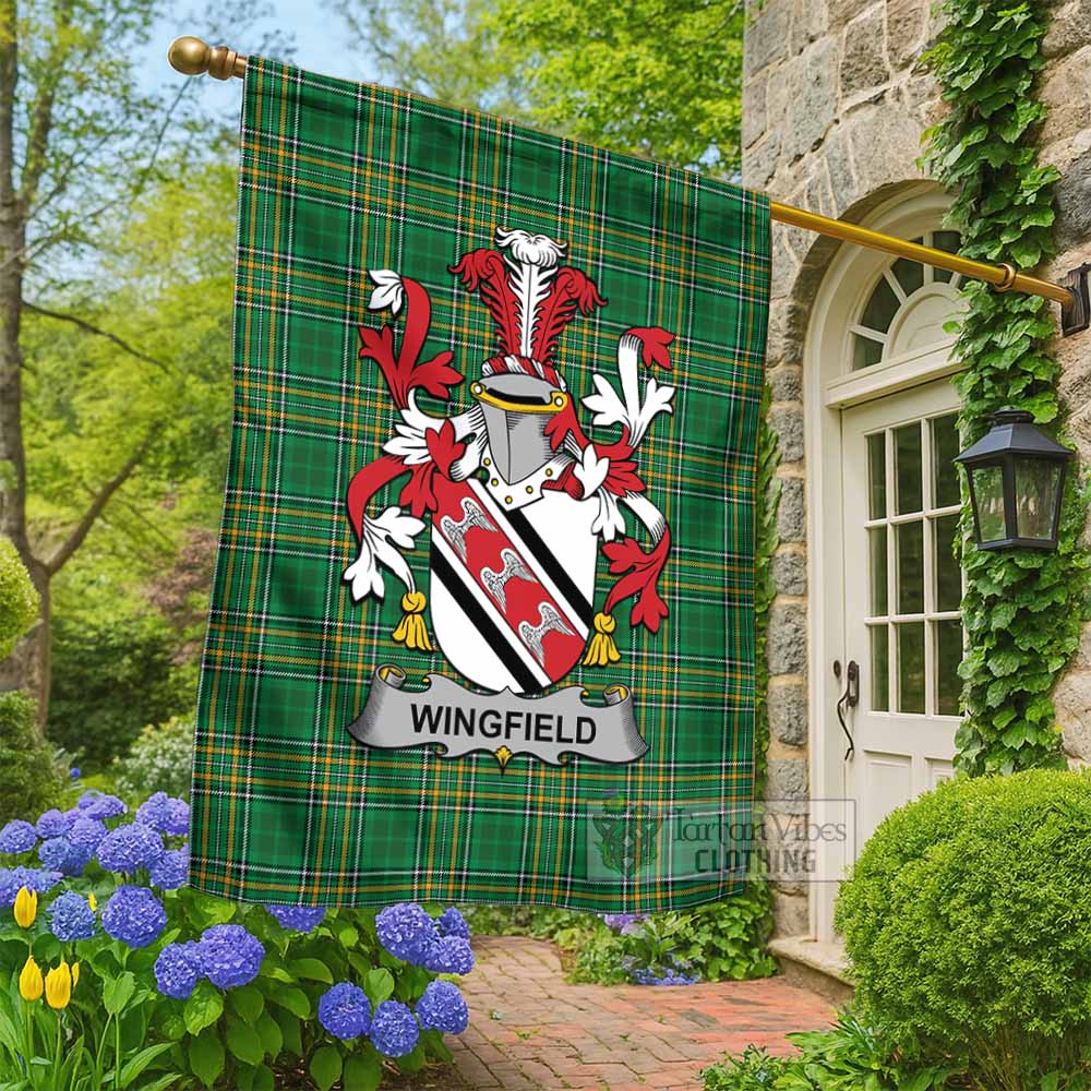 Wingfield Irish Clan Tartan Flag with Coat of Arms
