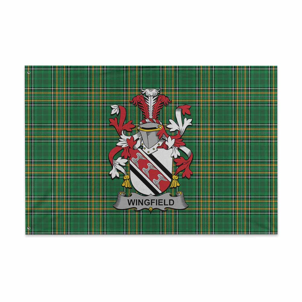 Tartan Vibes Clothing Wingfield Irish Clan Tartan House Flag with Coat of Arms