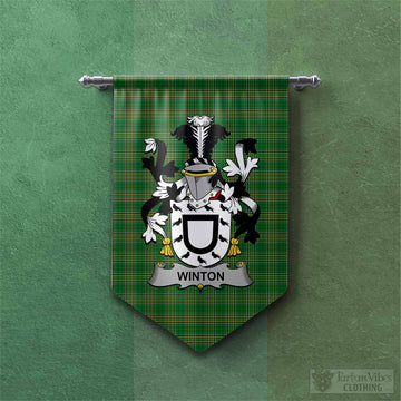 Winton Irish Clan Tartan Gonfalon, Tartan Banner with Coat of Arms