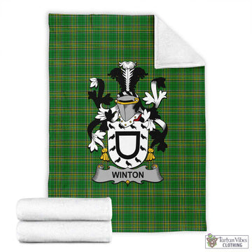 Tartan Vibes Clothing Winton Irish Clan Tartan Blanket with Coat of Arms