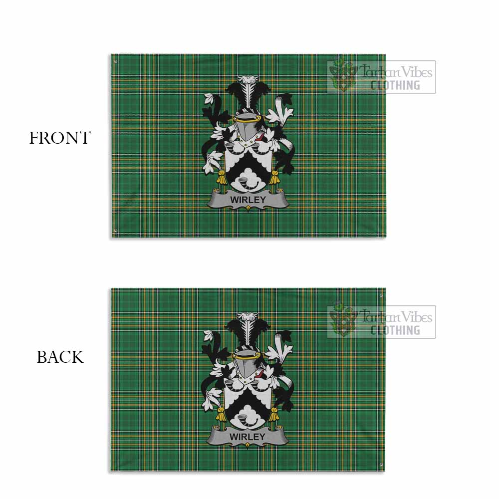Tartan Vibes Clothing Wirley Irish Clan Tartan House Flag with Coat of Arms
