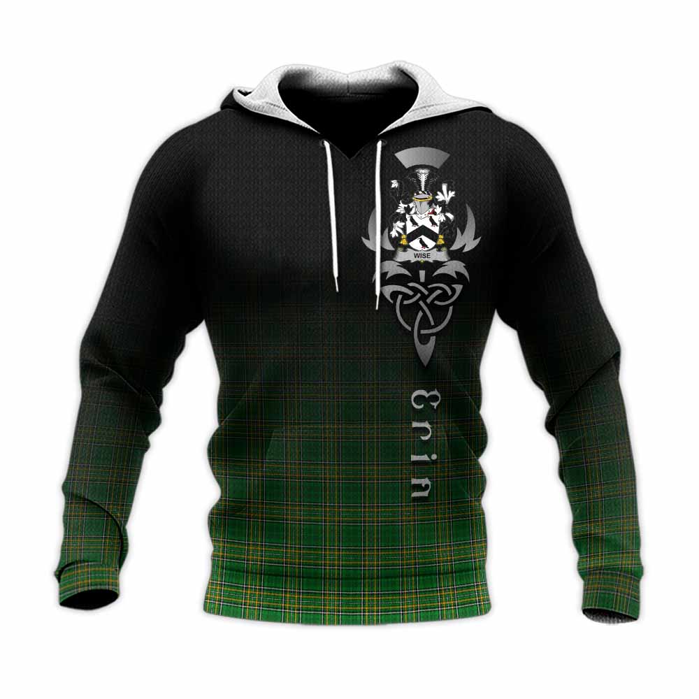 Wise Irish Clan Knitted Hoodie with Coat of Arms Erin Go Bragh Celtic Inspired Unisex Knitted Pullover Hoodie - Tartan Vibes Clothing