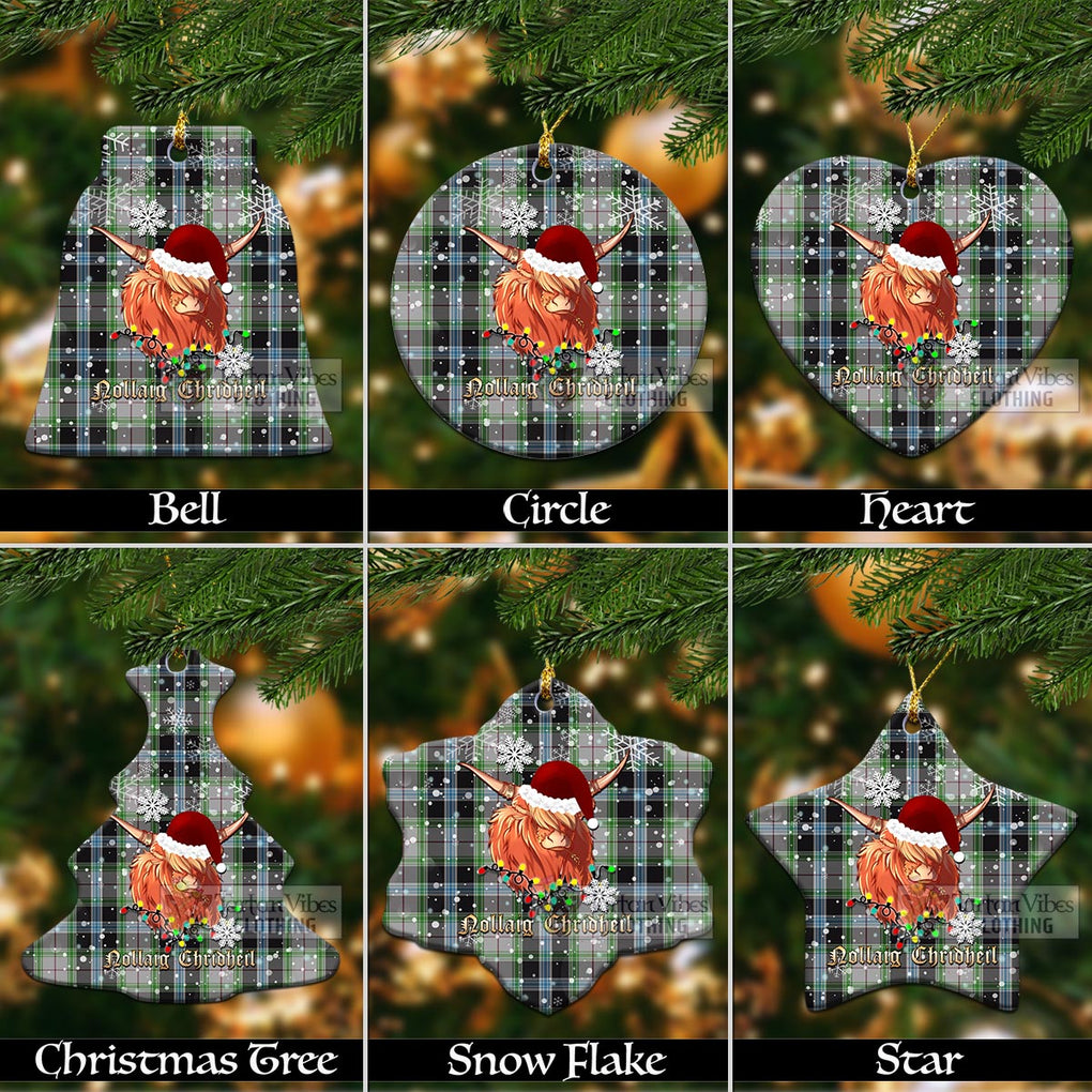 Wiseman Tartan Christmas Ceramic Ornaments with Twinkle Highland Cattle Ceramic - Tartan Vibes Clothing