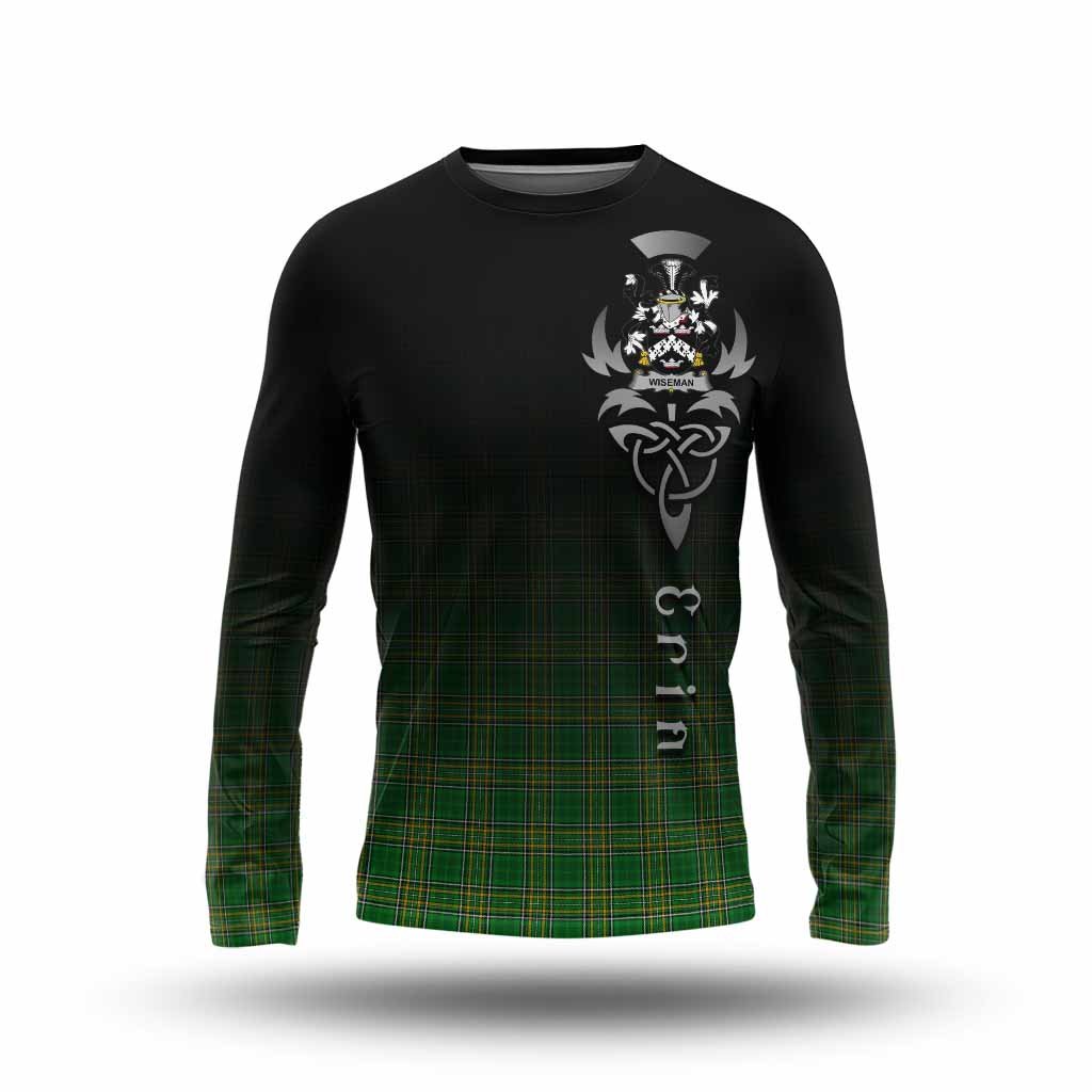 Tartan Vibes Clothing Wiseman Irish Clan Long Sleeve T-Shirt with Coat of Arms Erin Go Bragh Celtic Inspired