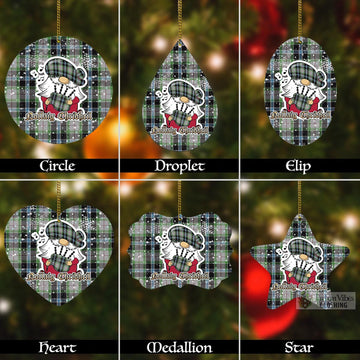 Wiseman Tartan Christmas Aluminium Ornament with Scottish Gnome Playing Bagpipes Aluminium - Tartan Vibes Clothing