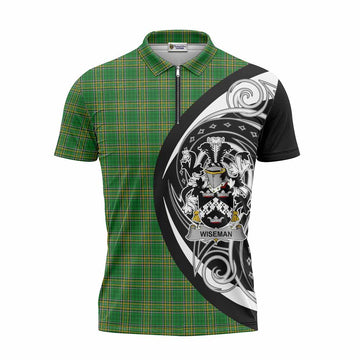 Wiseman Irish Clan Zipper Polo Shirt Celtic Circle Style Unisex - Tartan Vibes Clothing