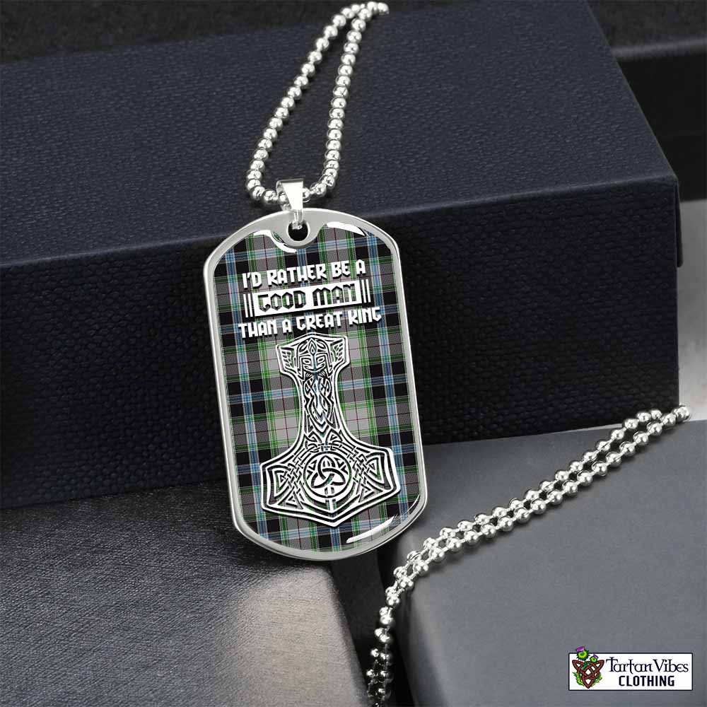 Wiseman Tartan Dog Tag Necklace Viking Mjolnir Style Silver No - Tartan Vibes Clothing