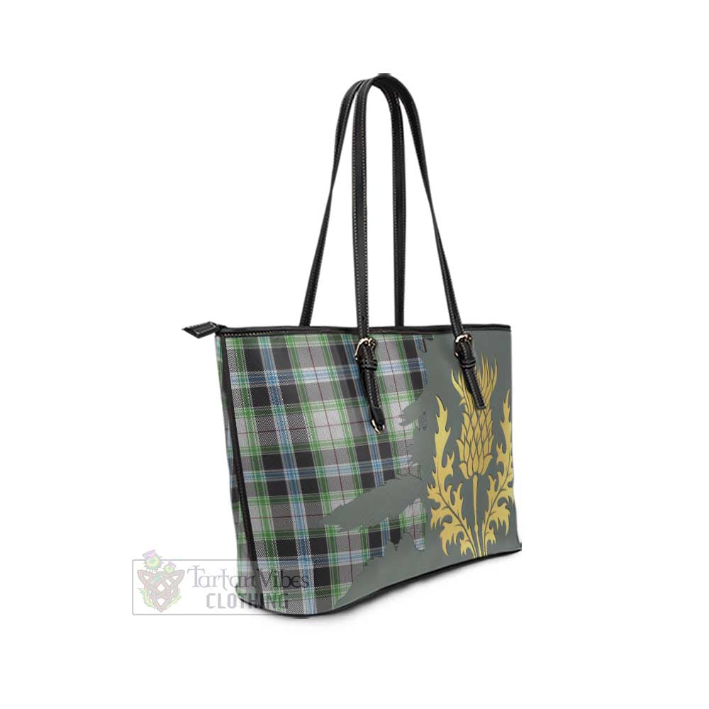 Wiseman Tartan Leather Tote Bag Gold Thistle Style - Tartan Vibes Clothing