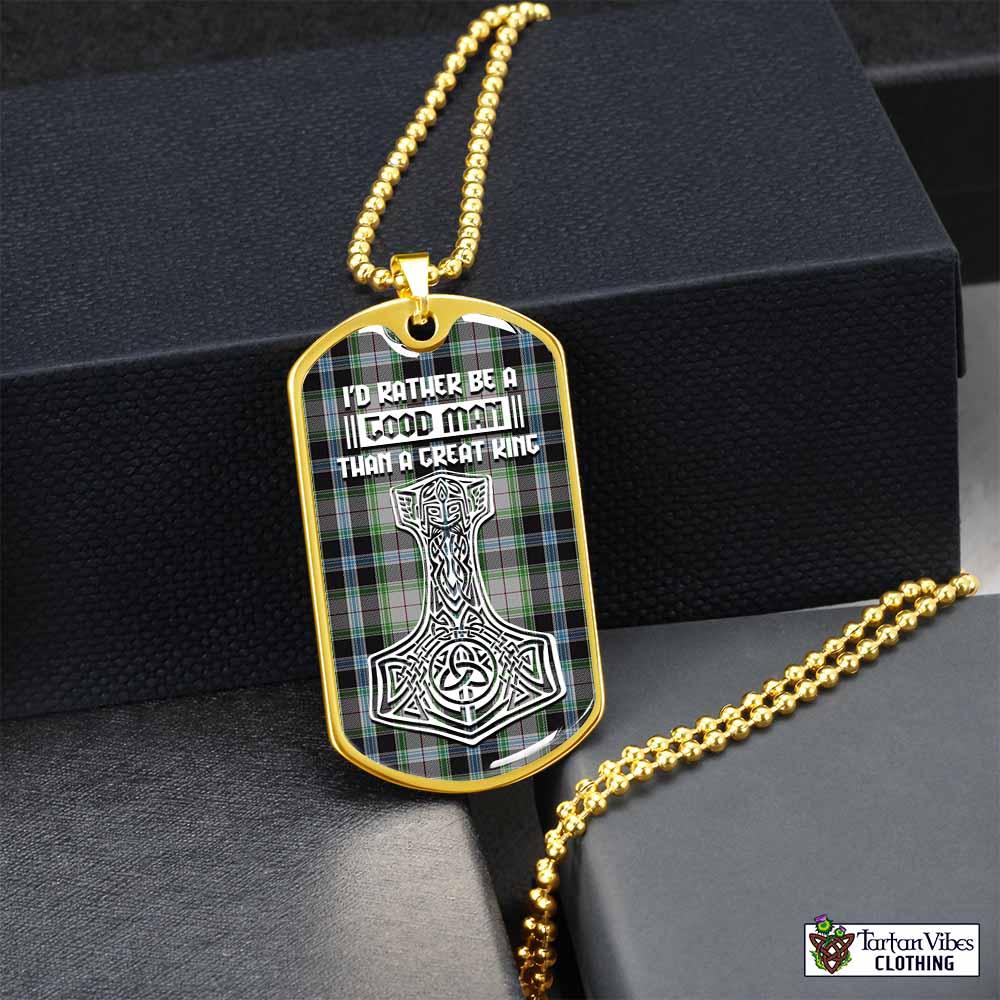 Wiseman Tartan Dog Tag Necklace Viking Mjolnir Style Gold No - Tartan Vibes Clothing