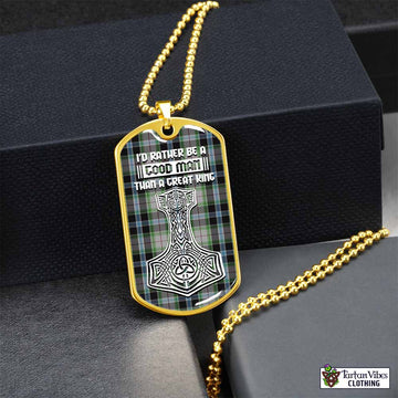 Tartan Vibes Clothing Wiseman Tartan Dog Tag Necklace Viking Mjolnir Style