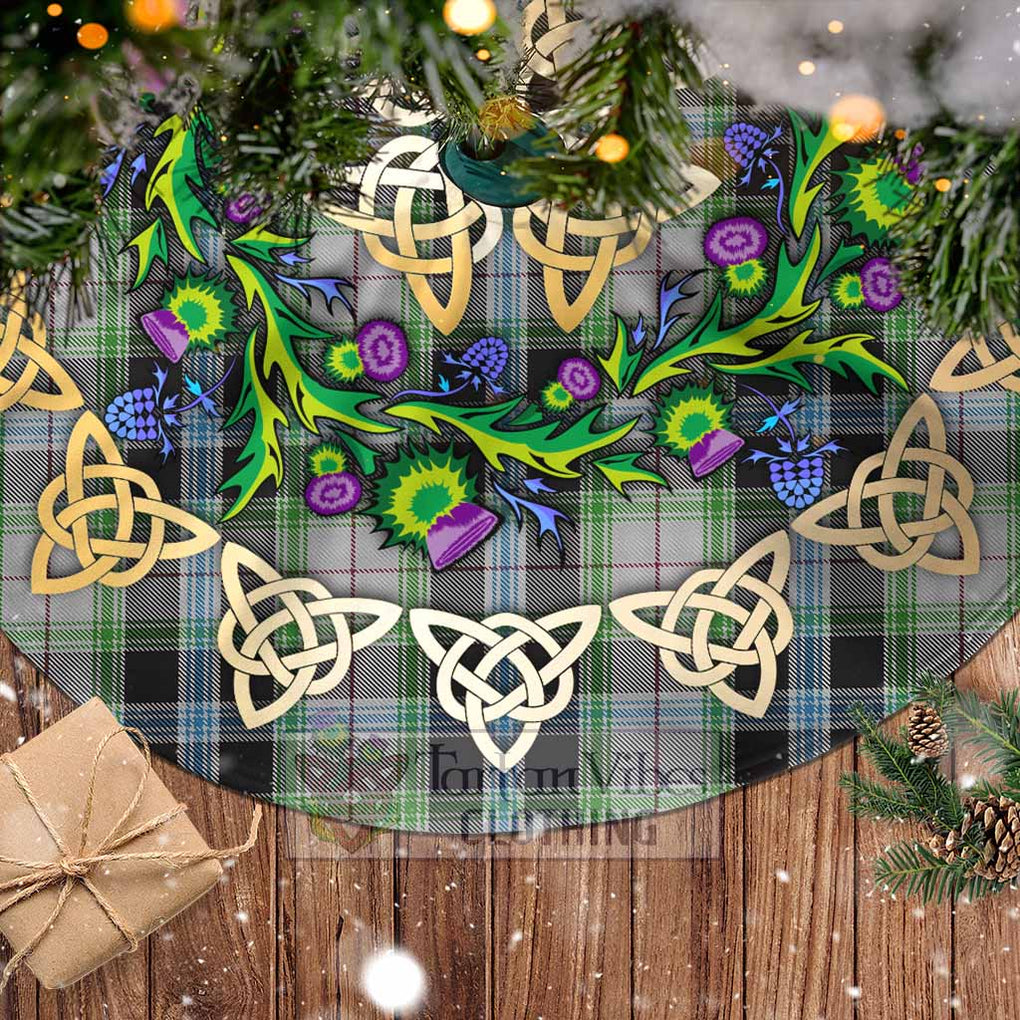 Tartan Vibes Clothing Wiseman Tartan Christmas Tree Skirt with Thistle Celtic Knot Style