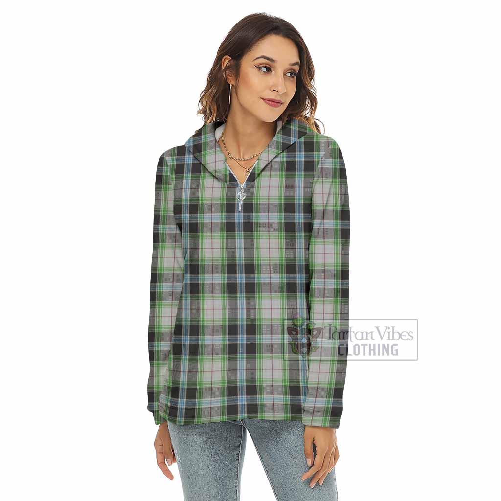 Wiseman Tartan Women's Borg Fleece Hoodie with Half Zip - Tartan Vibes Clothing