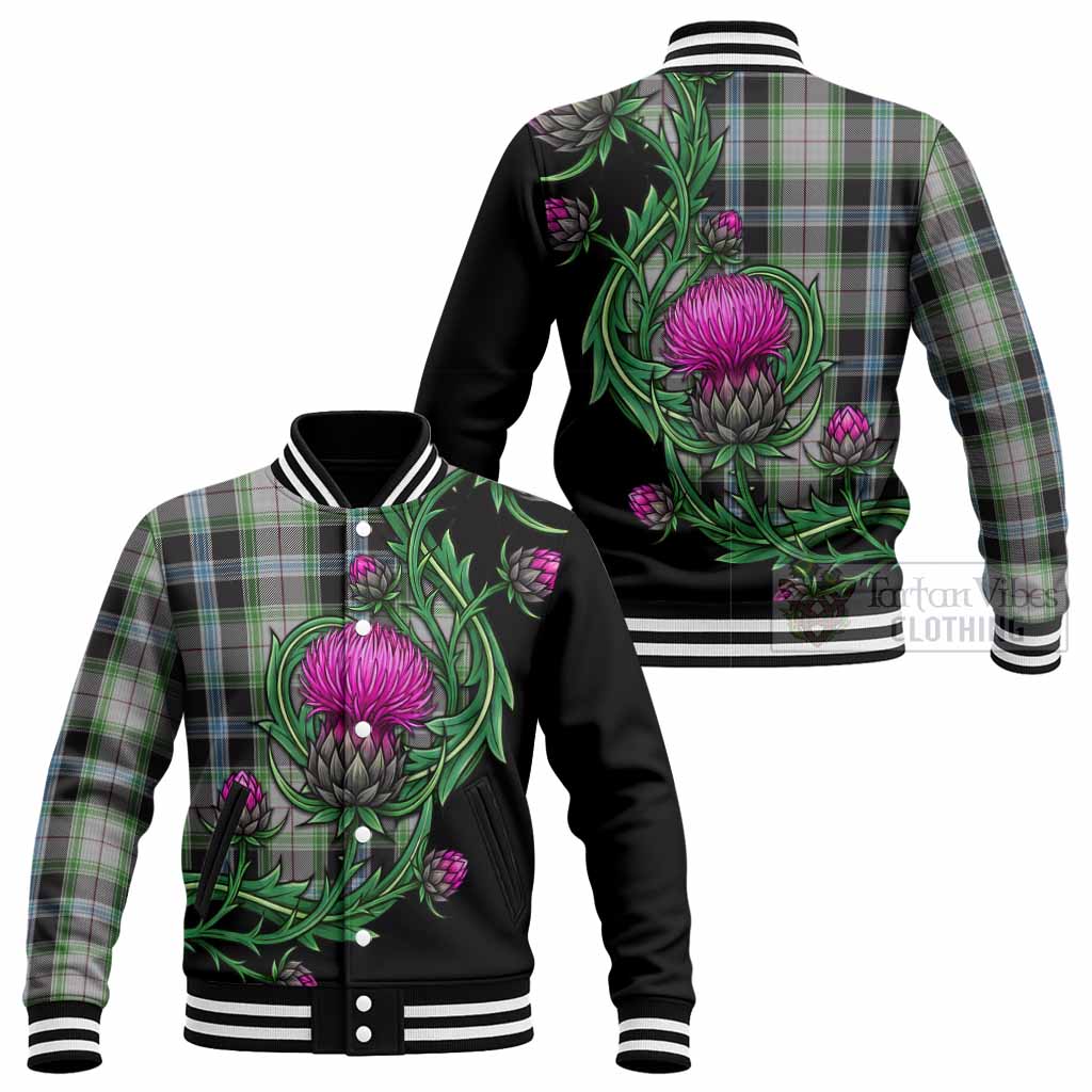 Wiseman Tartan Baseball Jacket Resilient Scottish Thistle - Tartan Vibes Clothing