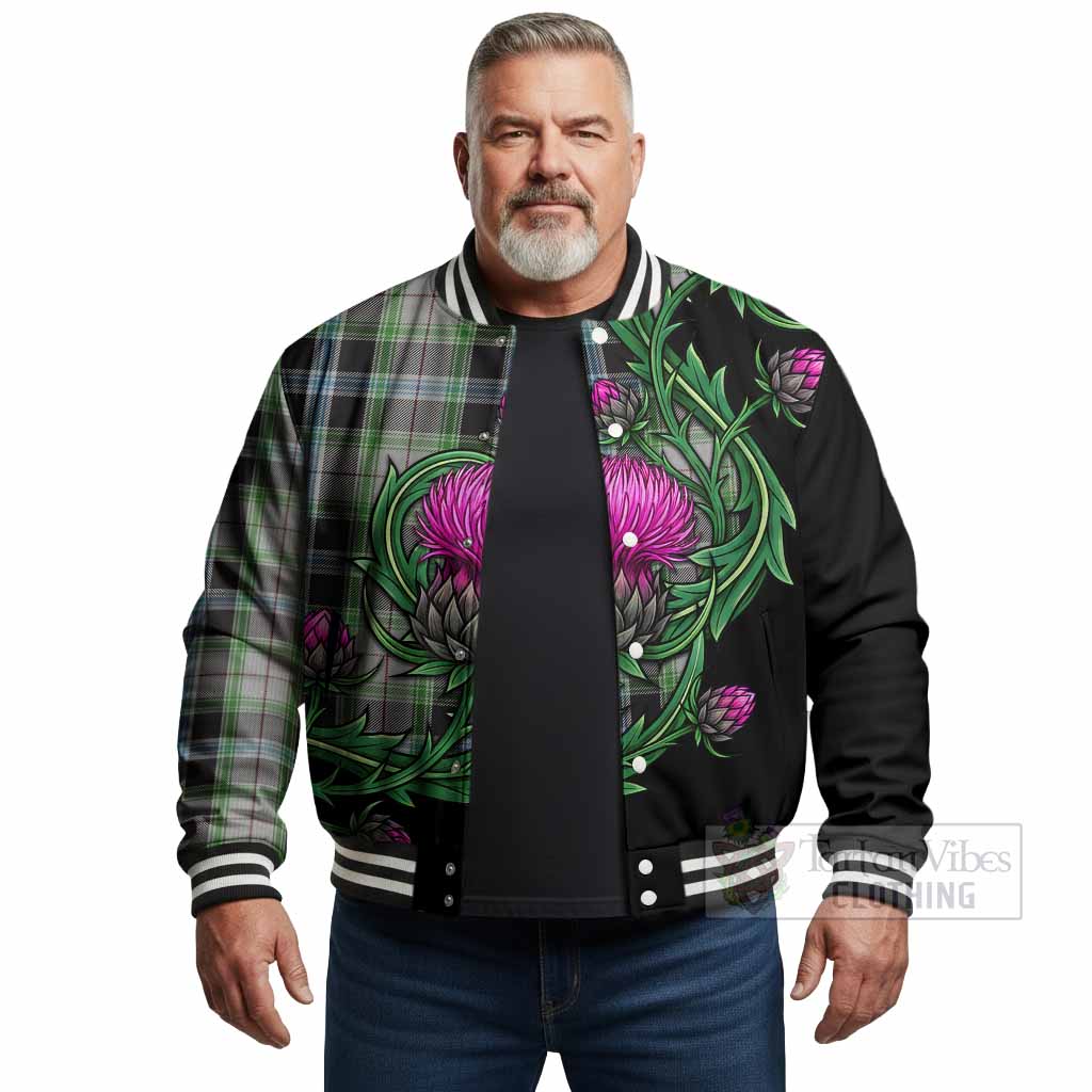 Wiseman Tartan Baseball Jacket Resilient Scottish Thistle - Tartan Vibes Clothing