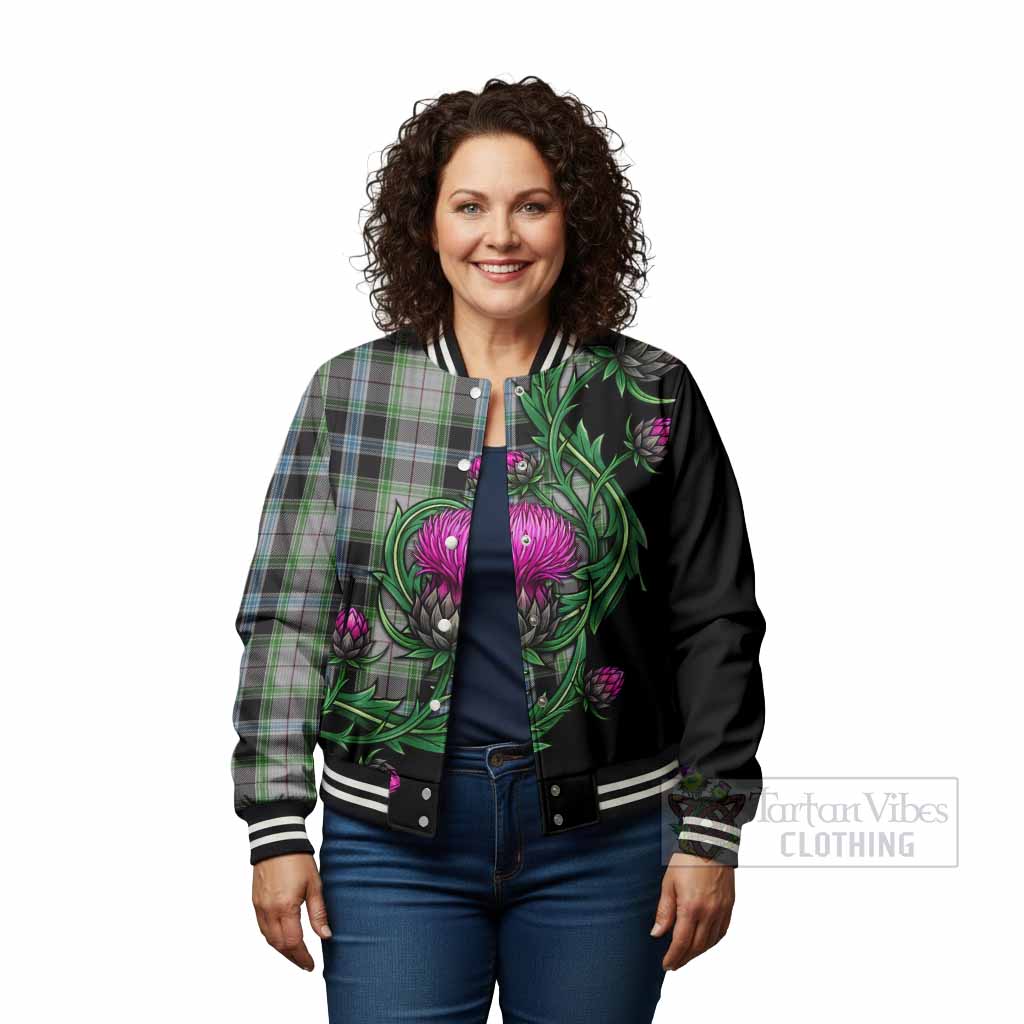 Wiseman Tartan Baseball Jacket Resilient Scottish Thistle - Tartan Vibes Clothing